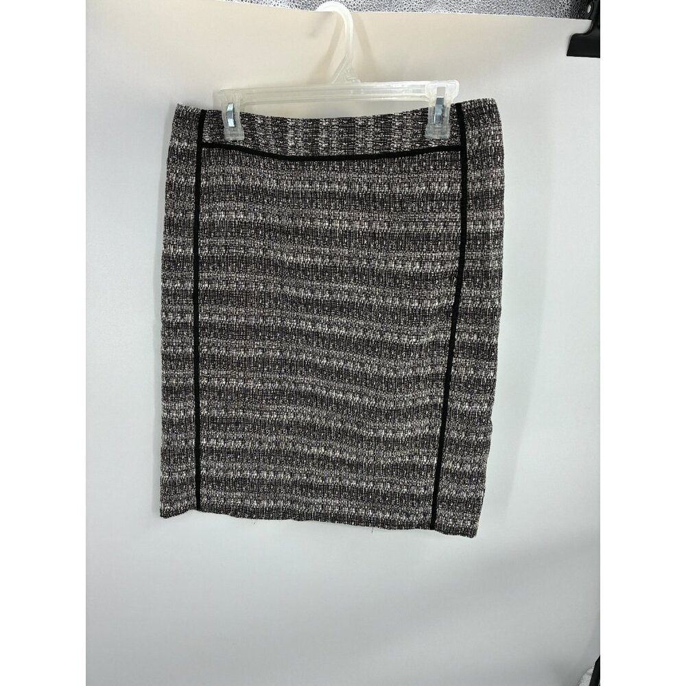 Liz Claiborne Womens Size 8 Black White Tweed Knit Pencil Skirt Lined Career